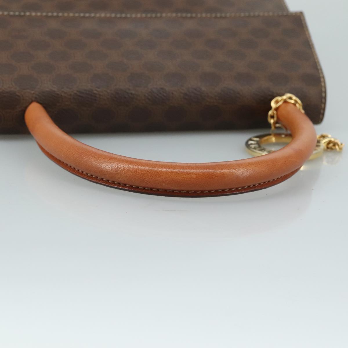 CELINE Macadam Canvas Hand Bag PVC Leather Brown Auth 108632