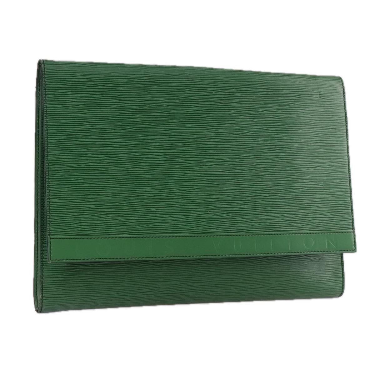 LOUIS VUITTON Epi Document case Clutch Bag Green LV Auth 108636
