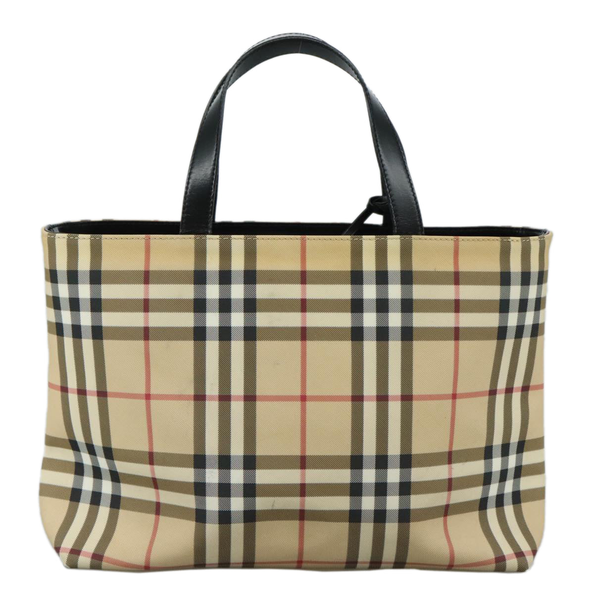 BURBERRY Nova Check Tote Bag PVC Leather Beige Auth 108644