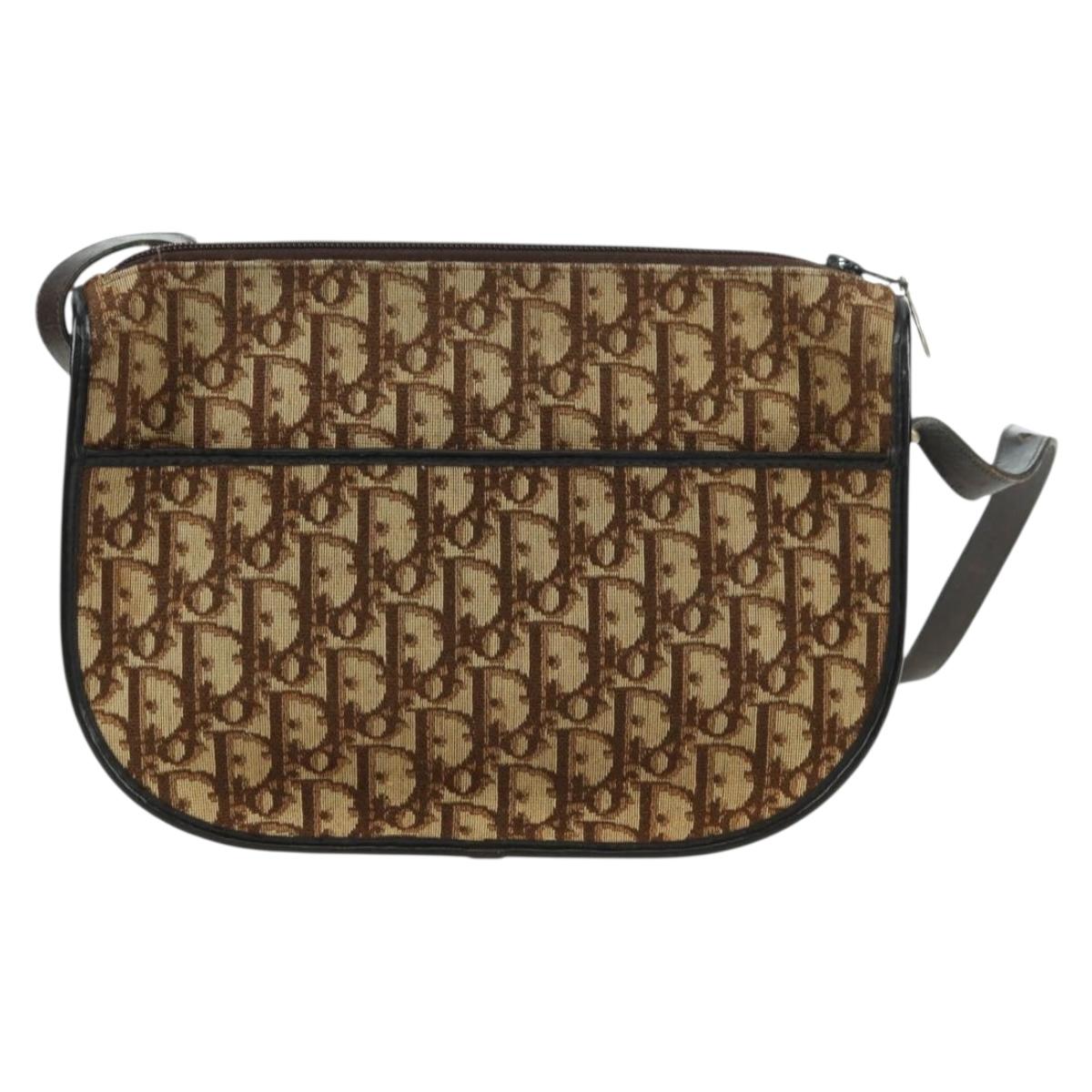 Christian Dior Trotter Canvas Shoulder Bag Brown Auth 108645