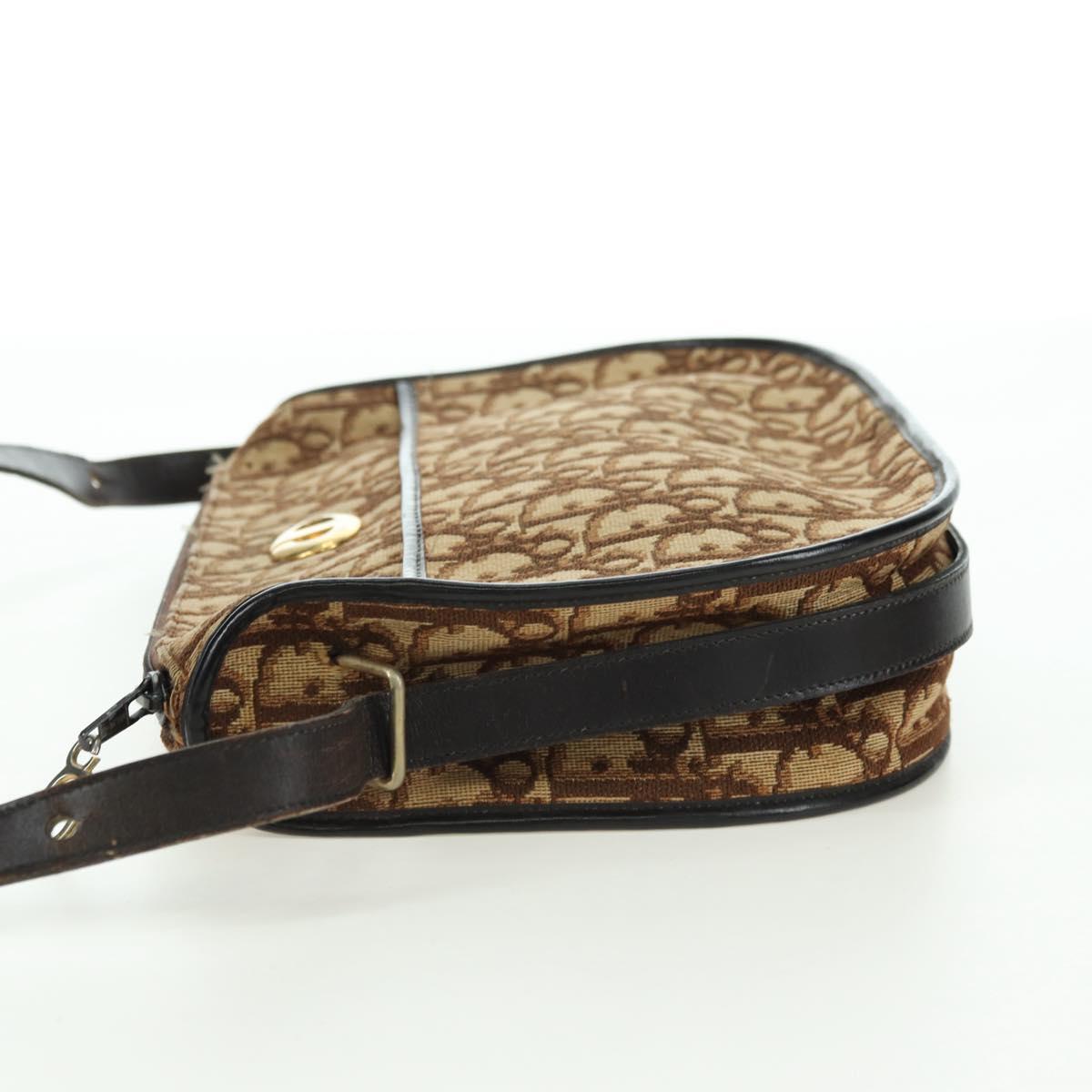 Christian Dior Trotter Canvas Shoulder Bag Brown Auth 108645