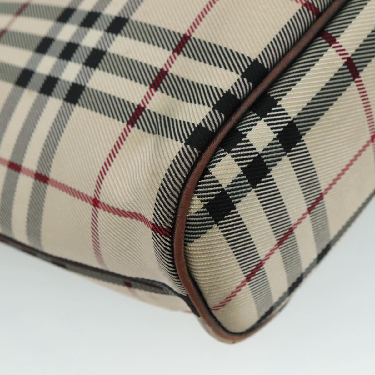 BURBERRY Nova Check Hand Bag Canvas Beige Auth 108646