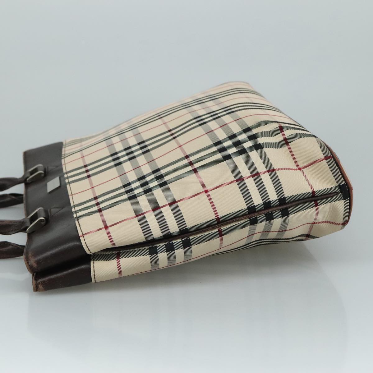 BURBERRY Nova Check Hand Bag Canvas Beige Auth 108646