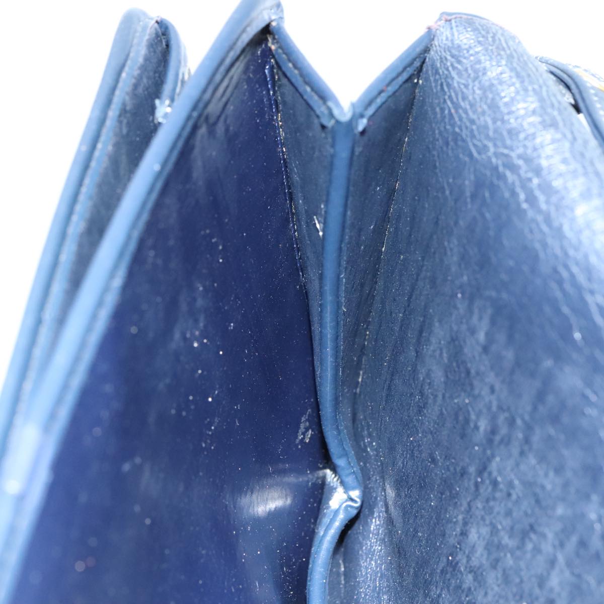 Christian Dior Trotter Canvas Shoulder Bag Navy Gold Auth 108685