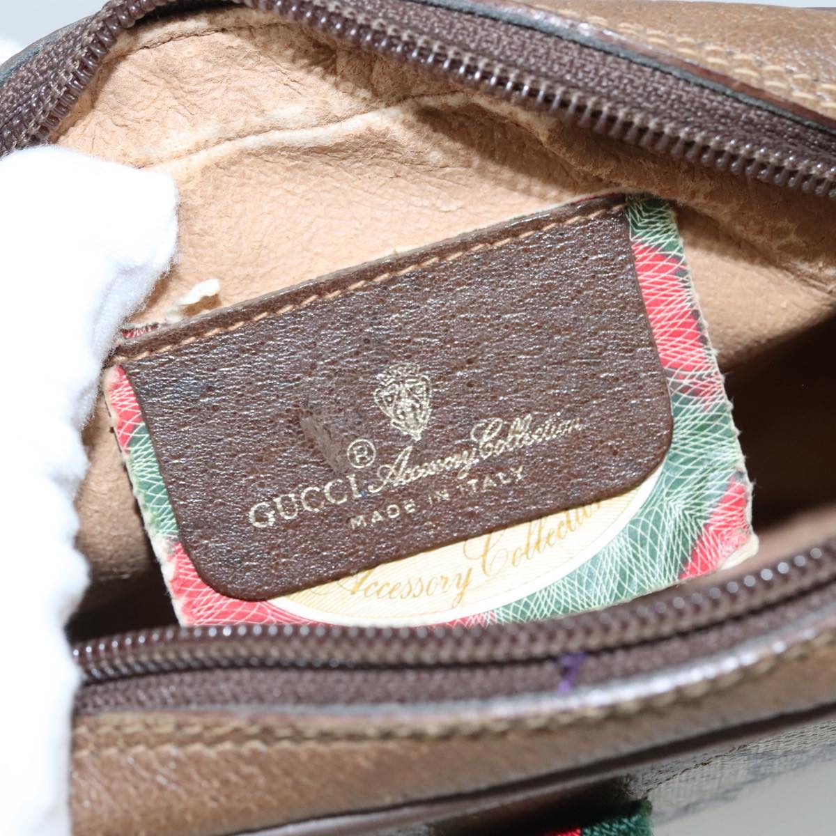 GUCCI GG Supreme Web Sherry Line Shoulder Bag PVC Beige 89 02 066 Auth 108686