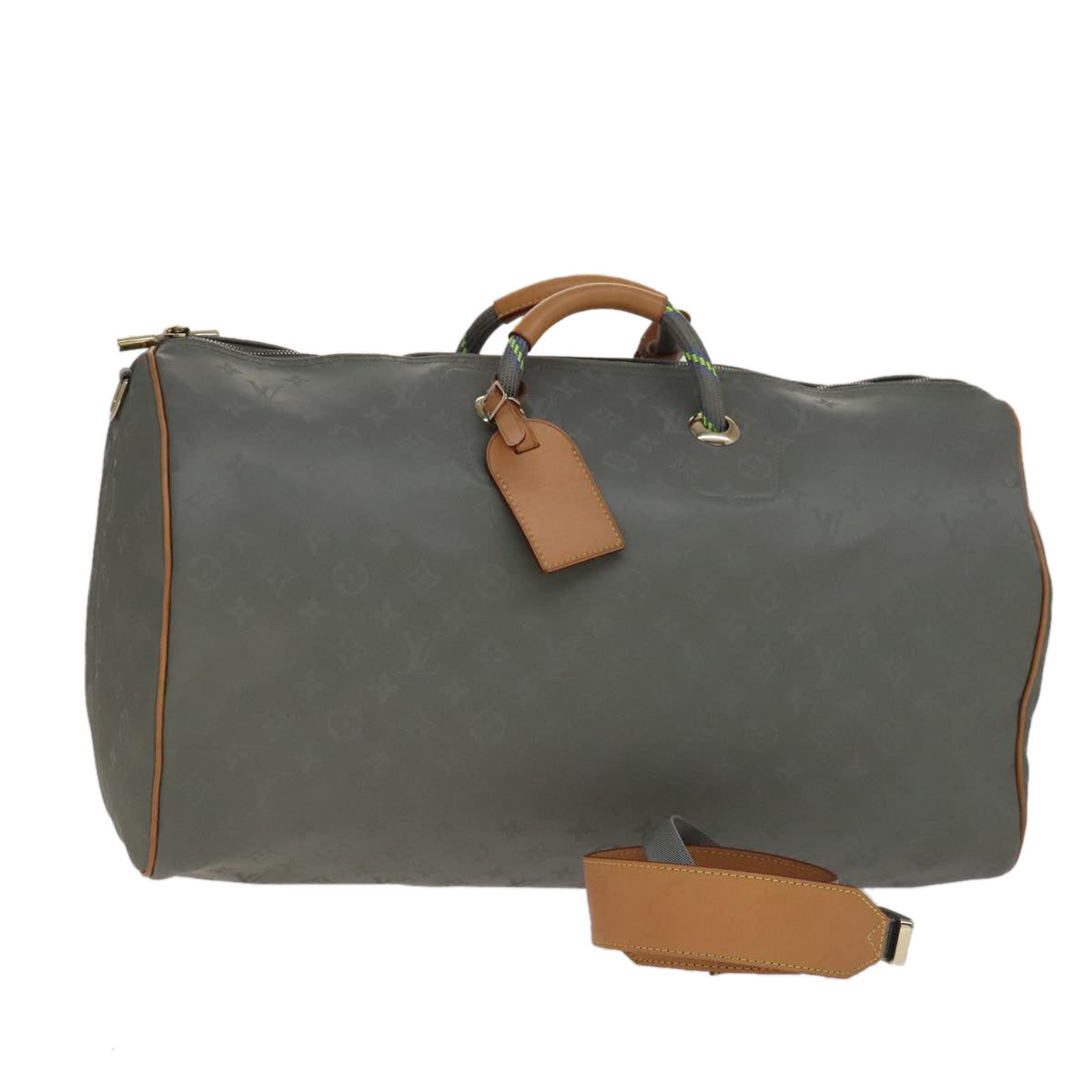 LOUIS VUITTON Titanium Keepall Bandouliere 50 Bag Silver M43886 LV Auth 108706A