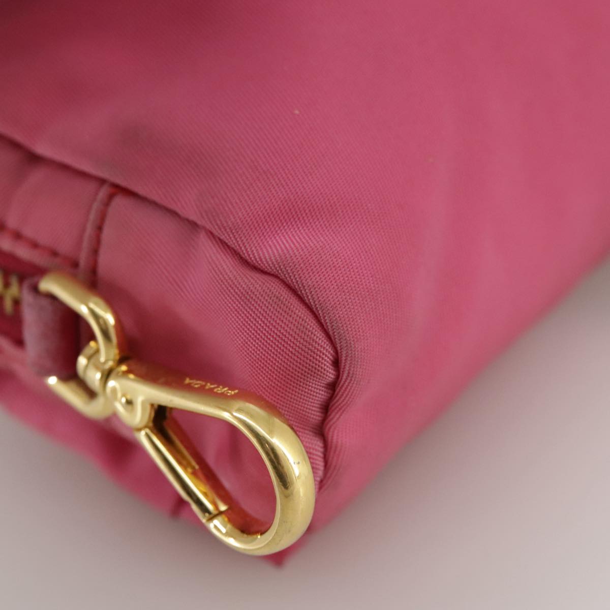 PRADA Pouch Nylon Pink Gold Pink Auth 108723