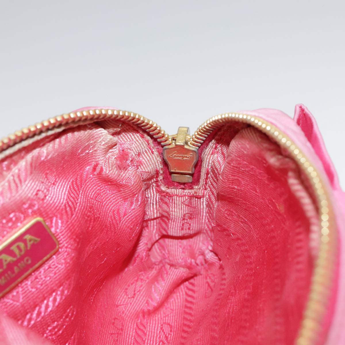 PRADA Pouch Nylon Pink Gold Pink Auth 108723