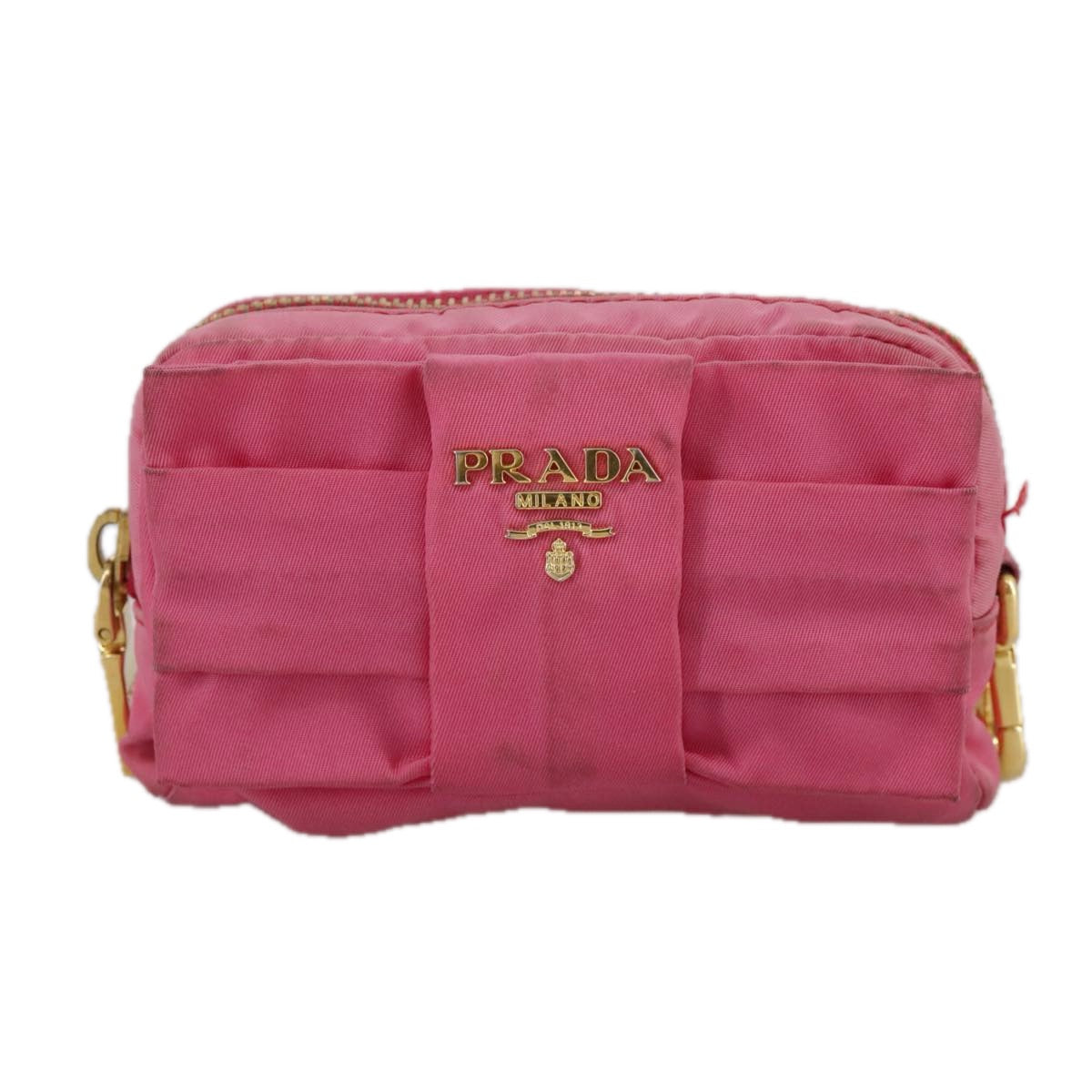 PRADA Pouch Nylon Pink Gold Pink Auth 108723