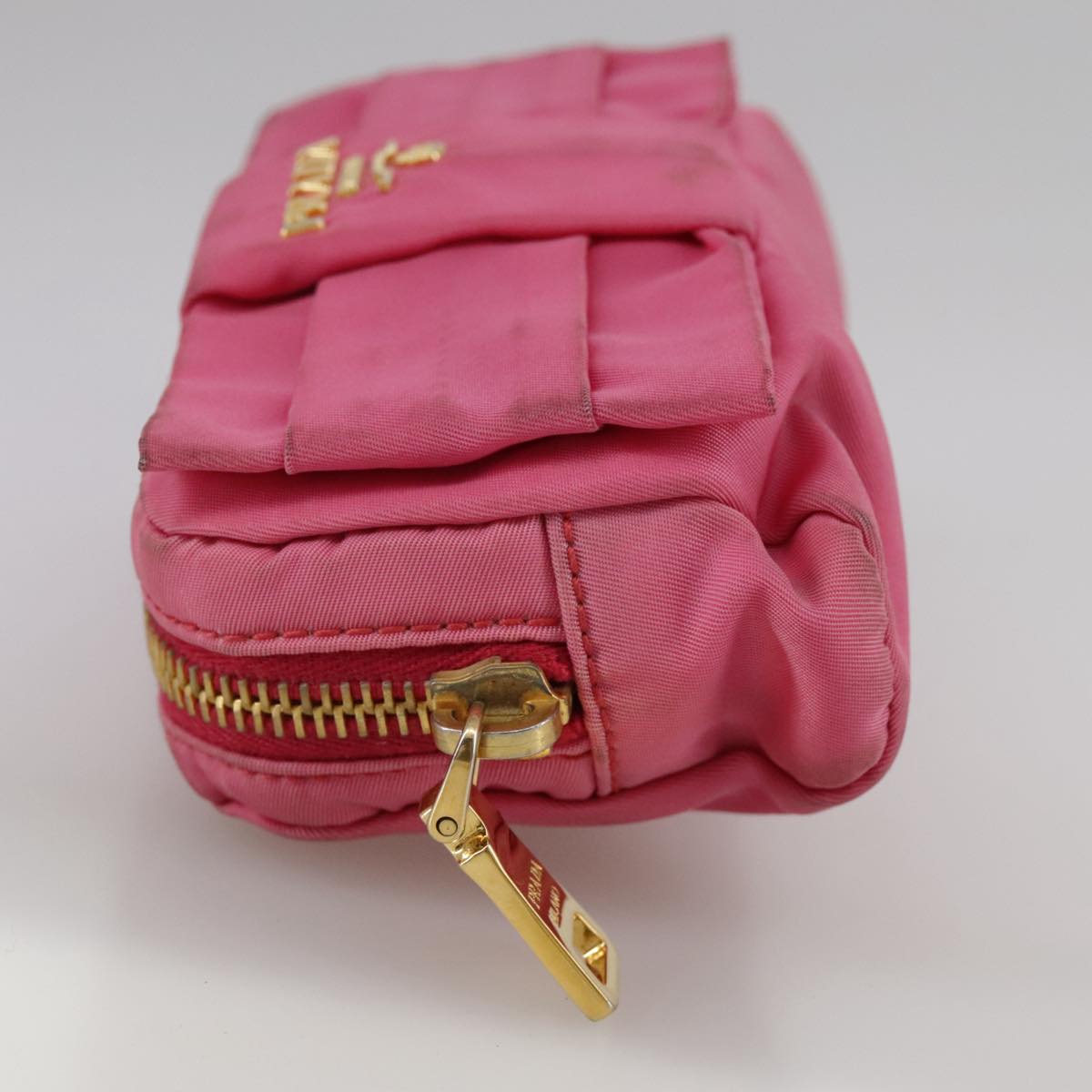 PRADA Pouch Nylon Pink Gold Pink Auth 108723