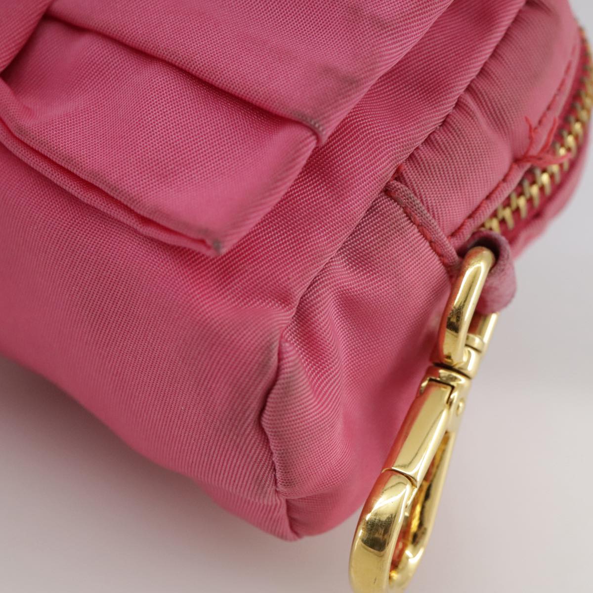 PRADA Pouch Nylon Pink Gold Pink Auth 108723