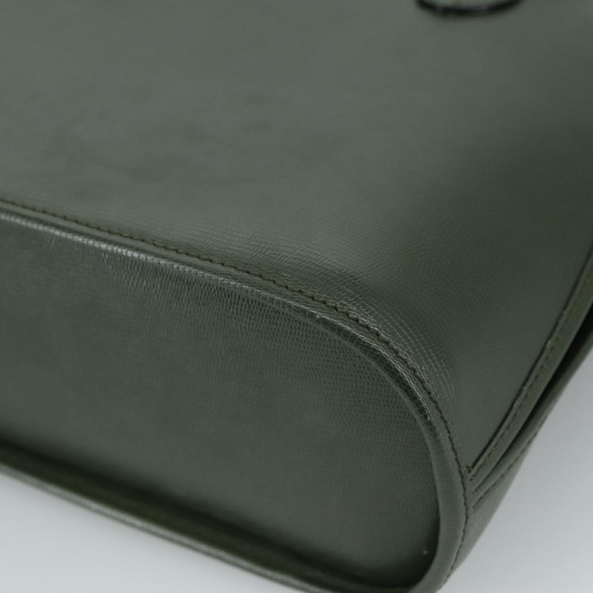 CELINE Hand Bag Leather 2way Khaki Auth 108739