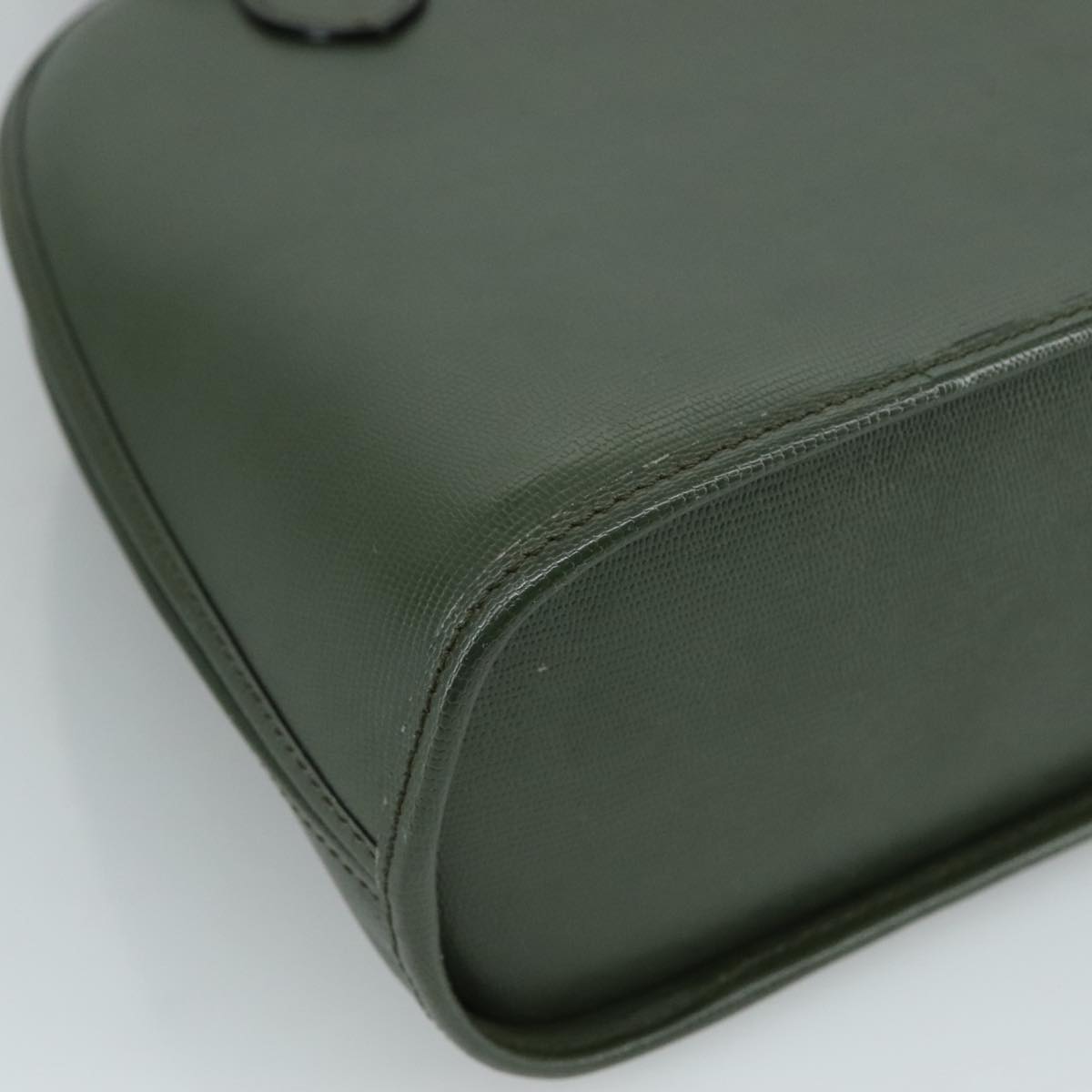 CELINE Hand Bag Leather 2way Khaki Auth 108739