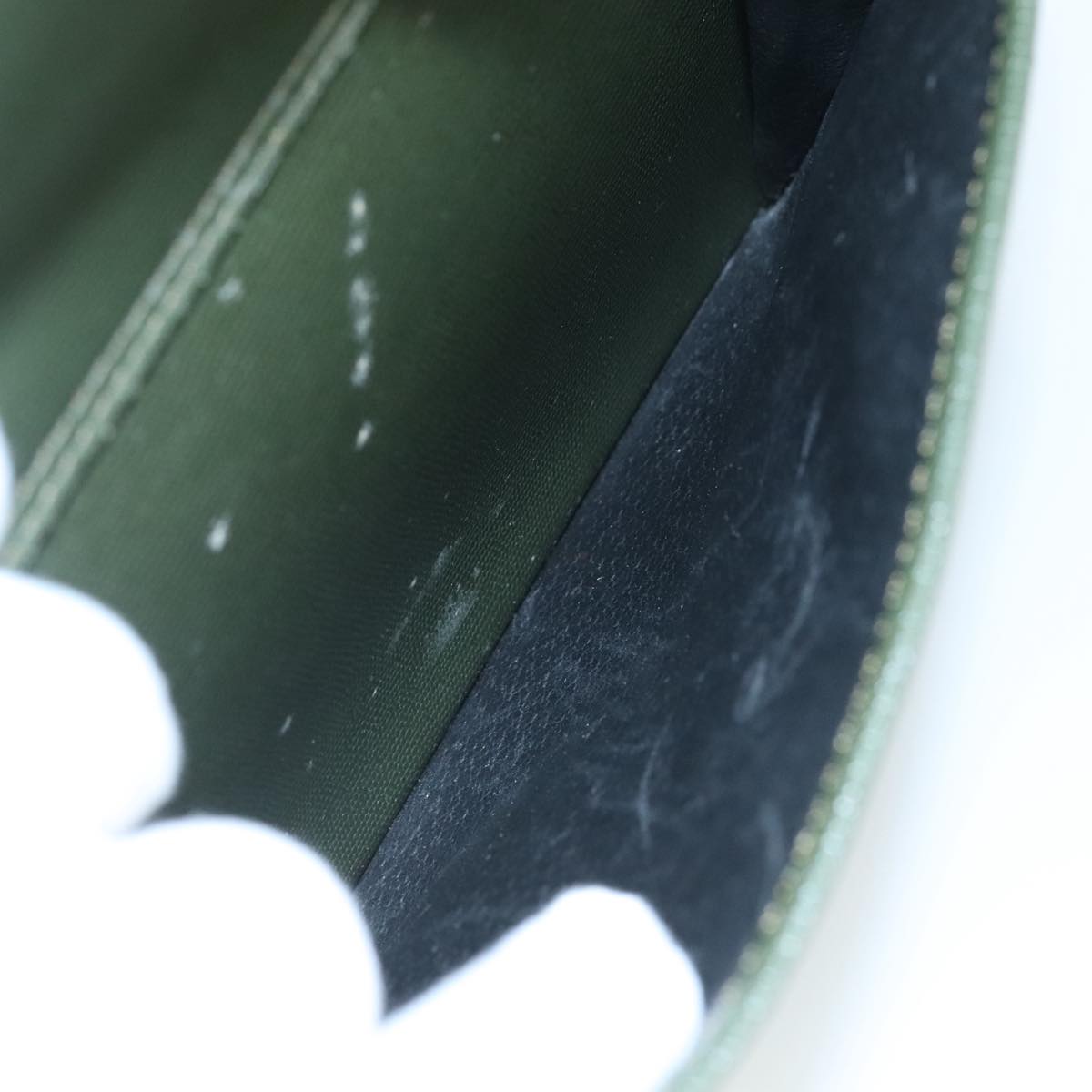 CELINE Hand Bag Leather 2way Khaki Auth 108739