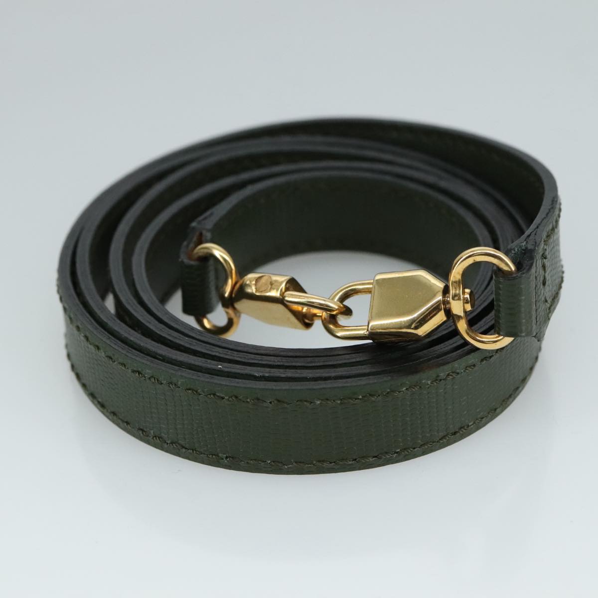 CELINE Hand Bag Leather 2way Khaki Auth 108739