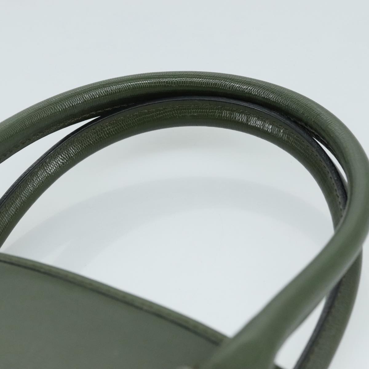 CELINE Hand Bag Leather 2way Khaki Auth 108739