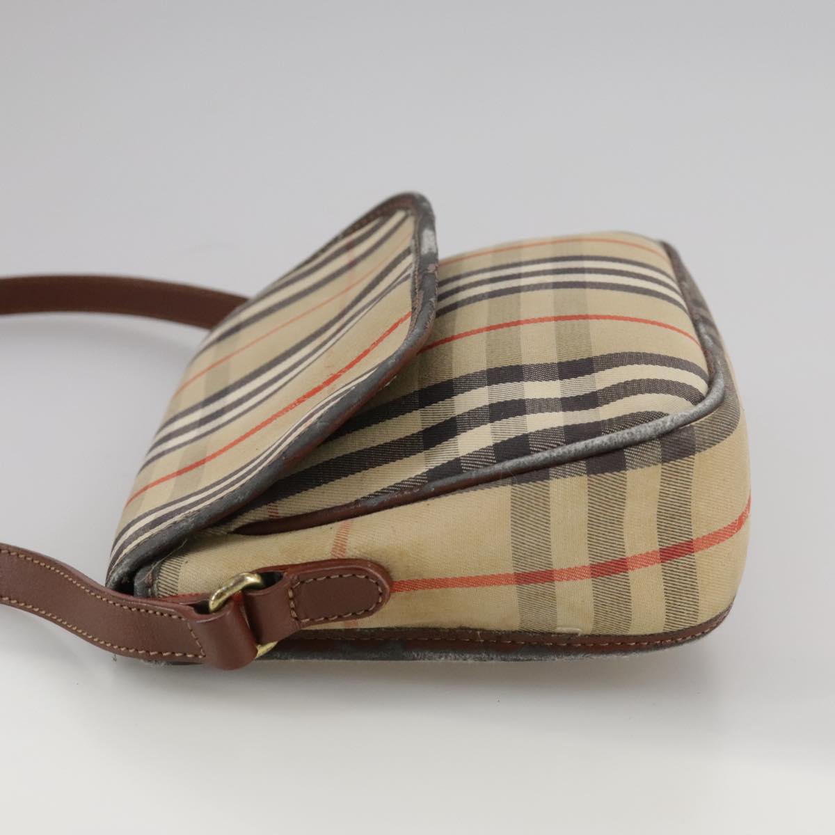 BURBERRY Nova Check Shoulder Bag Canvas Beige Auth 108751
