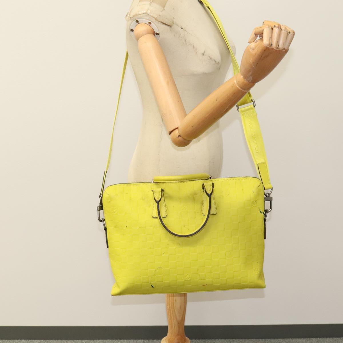 LOUIS VUITTON Damier Infini Porte Documents Jules Bag Yellow N41391 Auth 108788