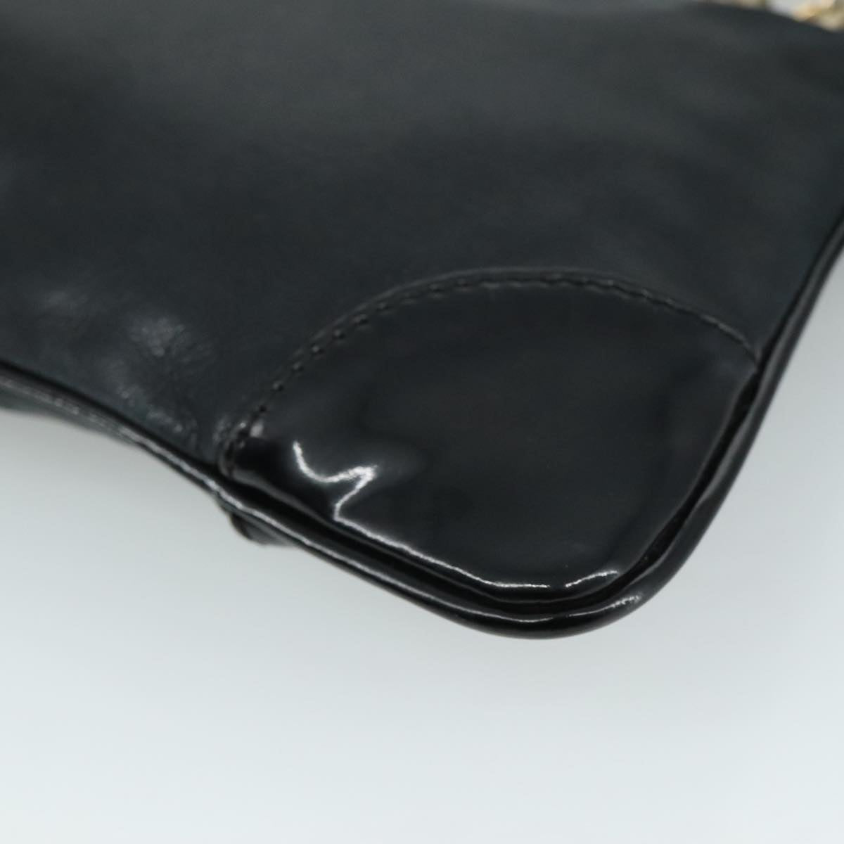 CHANEL Camelia Clutch Bag Lamb Skin Black Silver CC Auth 108816