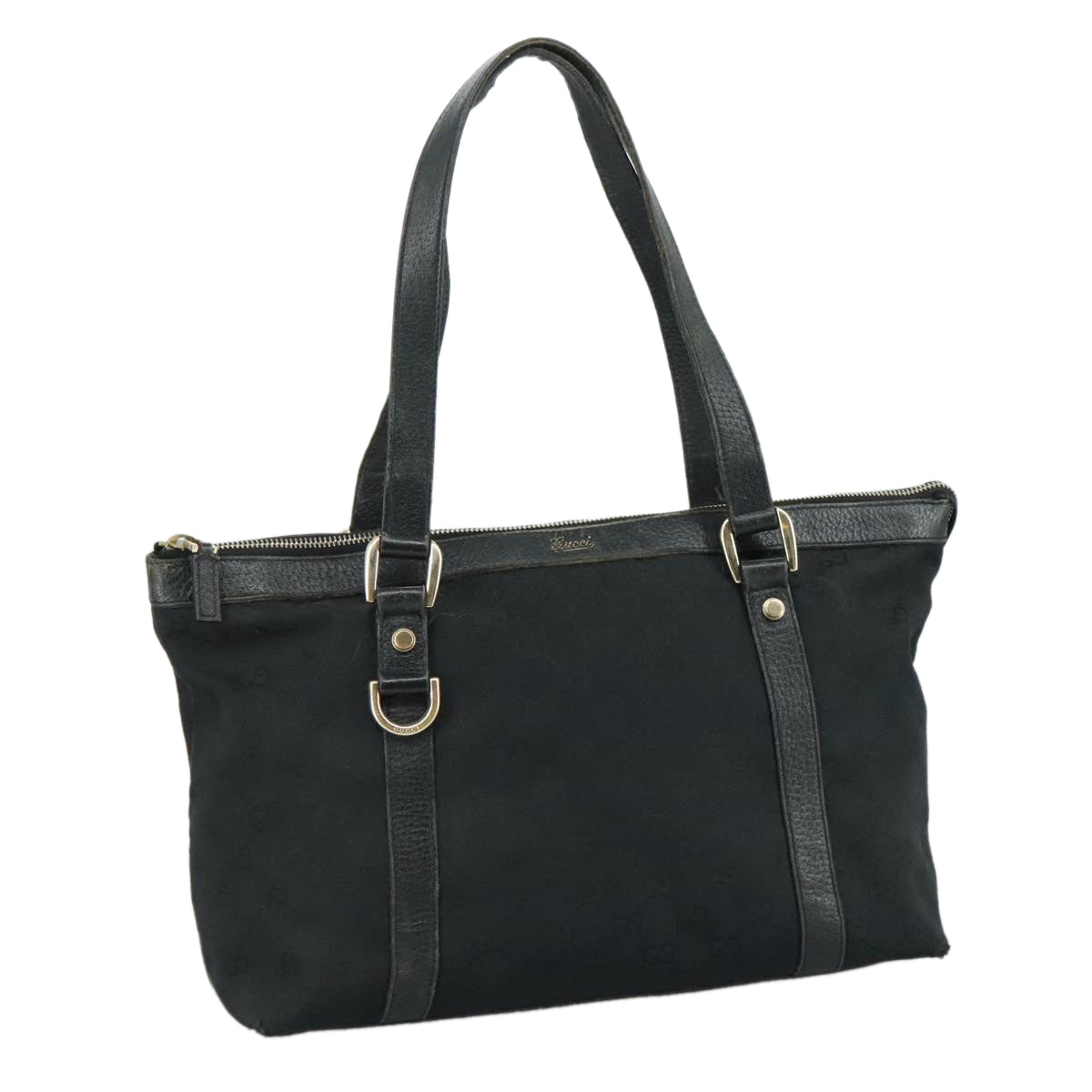 GUCCI GG Canvas Tote Bag Black Gold 141470 Auth 108824