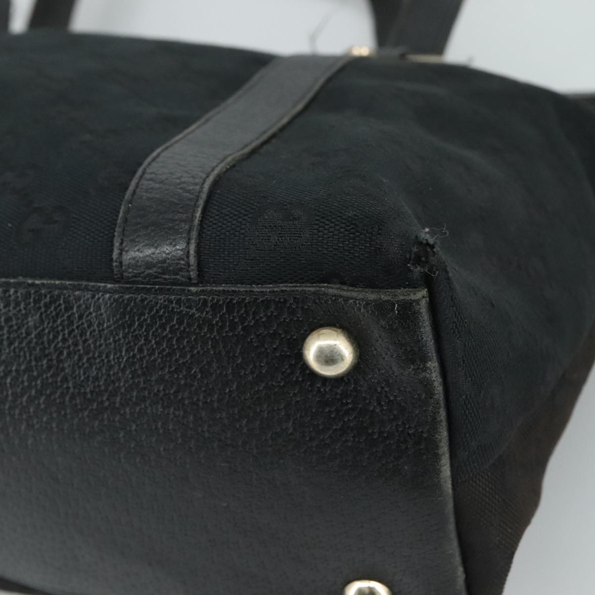 GUCCI GG Canvas Tote Bag Black Gold 141470 Auth 108824
