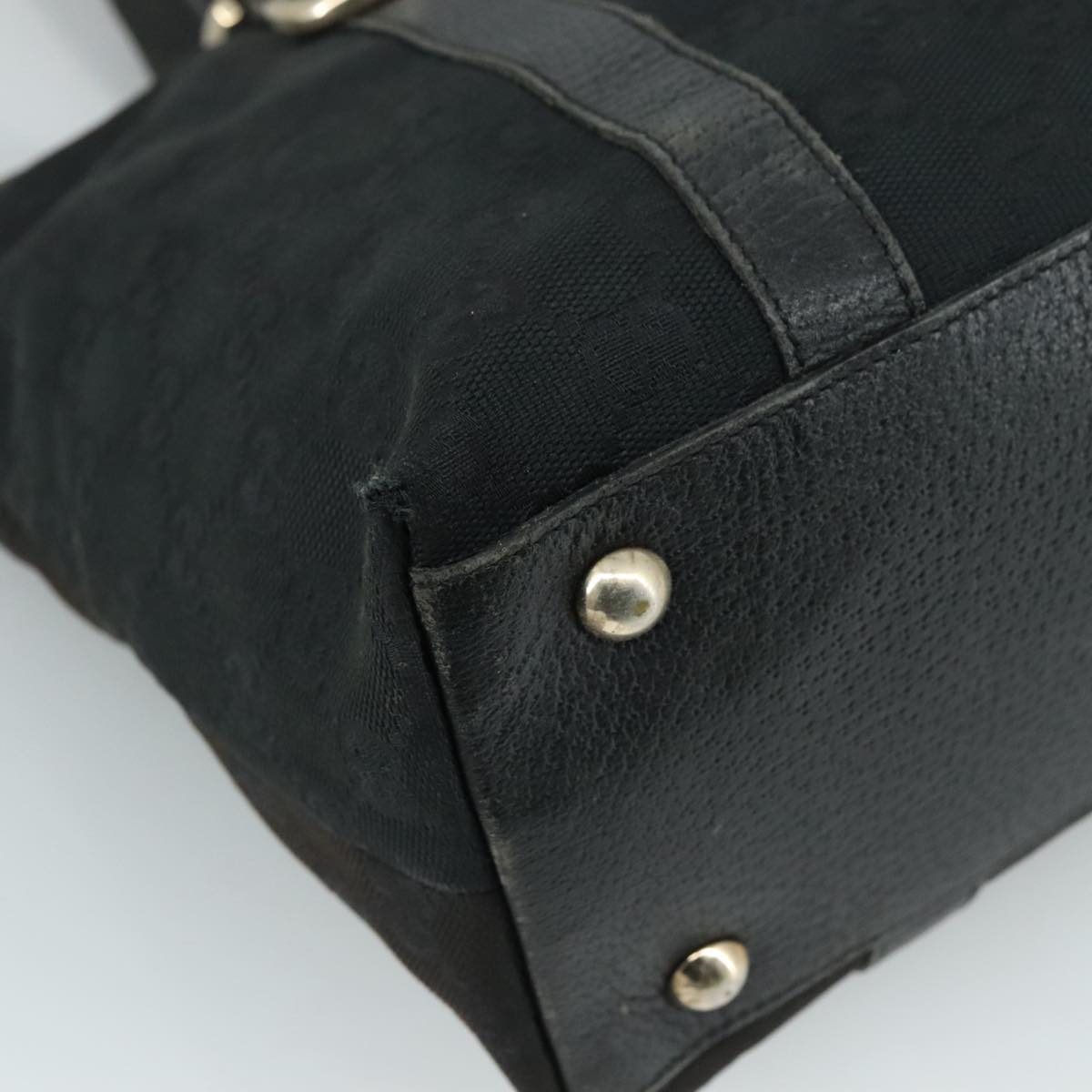 GUCCI GG Canvas Tote Bag Black Gold 141470 Auth 108824