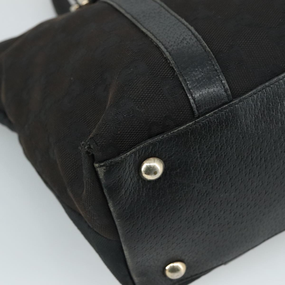 GUCCI GG Canvas Tote Bag Black Gold 141470 Auth 108824