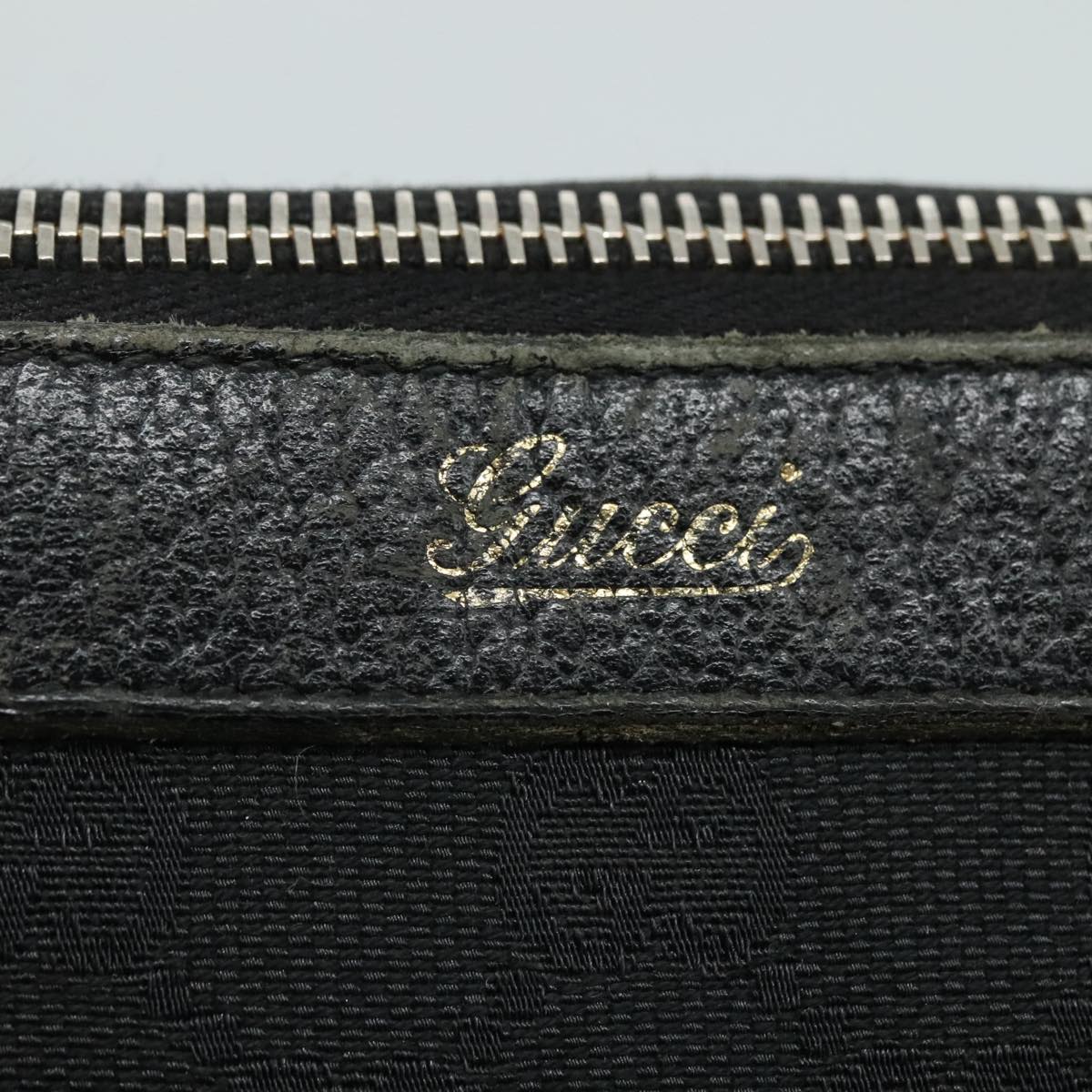 GUCCI GG Canvas Tote Bag Black Gold 141470 Auth 108824