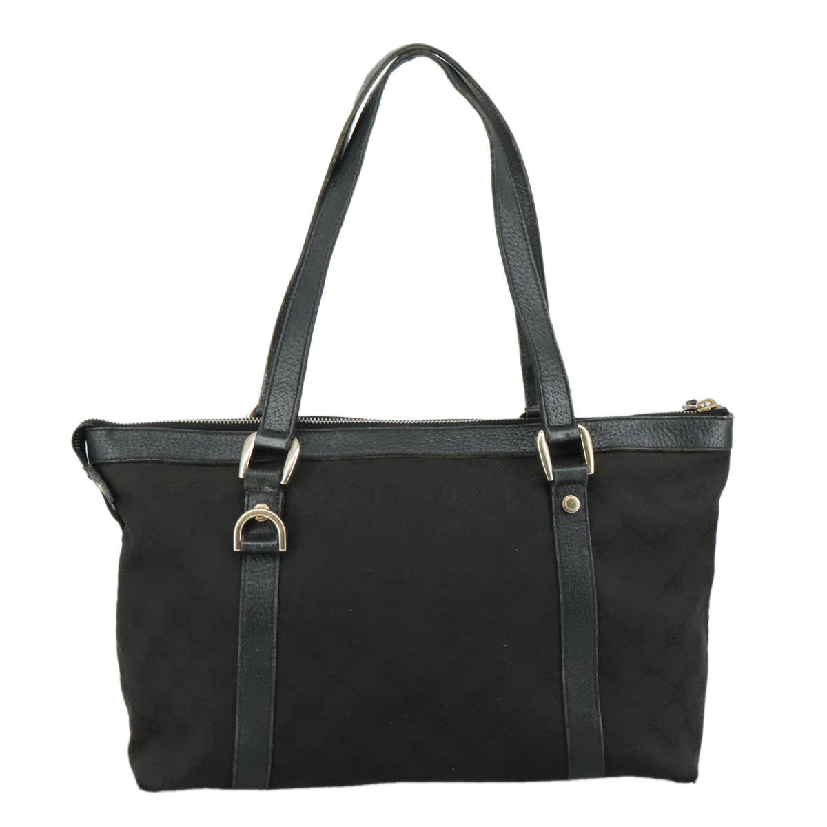 GUCCI GG Canvas Tote Bag Black Gold 141470 Auth 108824