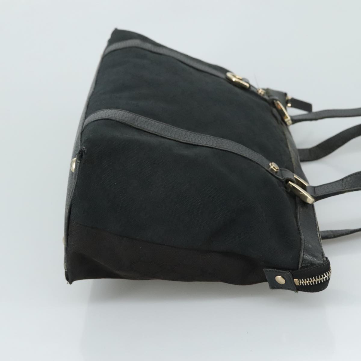 GUCCI GG Canvas Tote Bag Black Gold 141470 Auth 108824