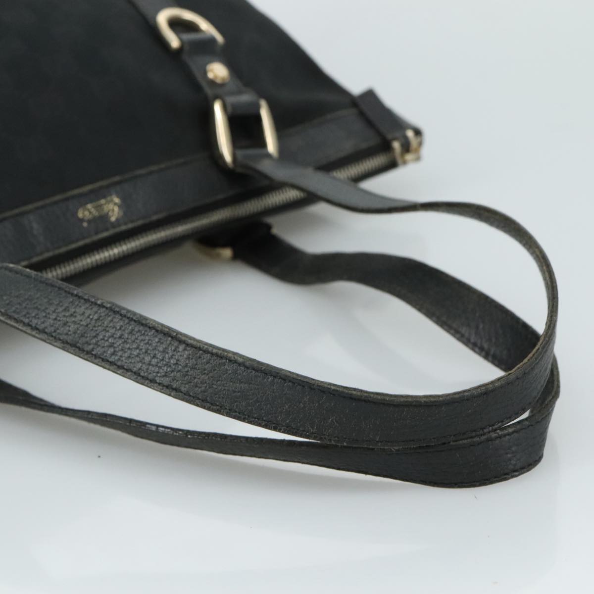 GUCCI GG Canvas Tote Bag Black Gold 141470 Auth 108824
