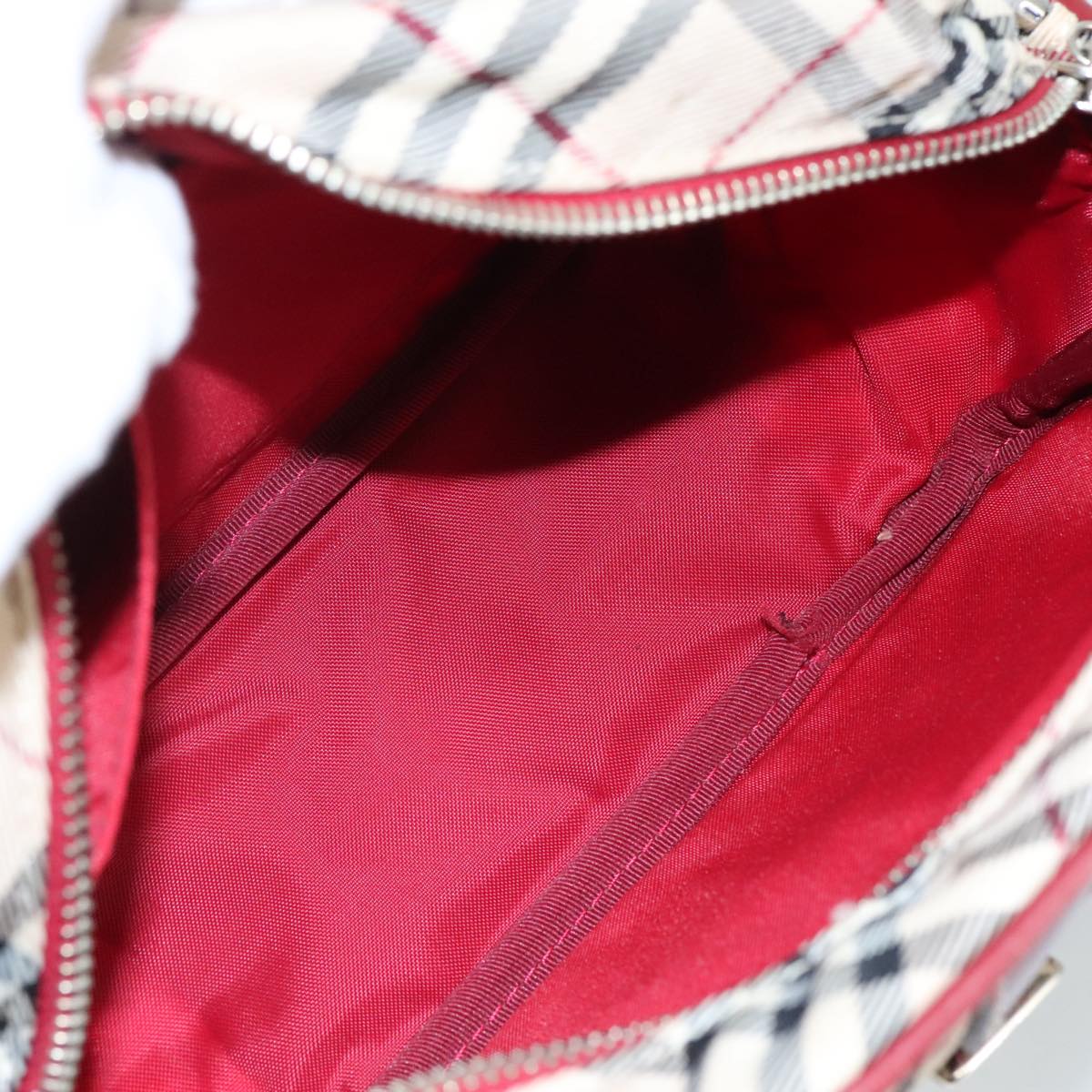 BURBERRY Nova Check Blue Label Shoulder Bag Nylon Beige Silver Auth 108828