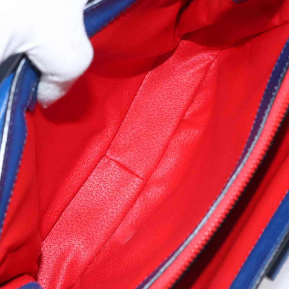 CELINE Hand Bag Leather 2way Blue Gold Auth 108868V