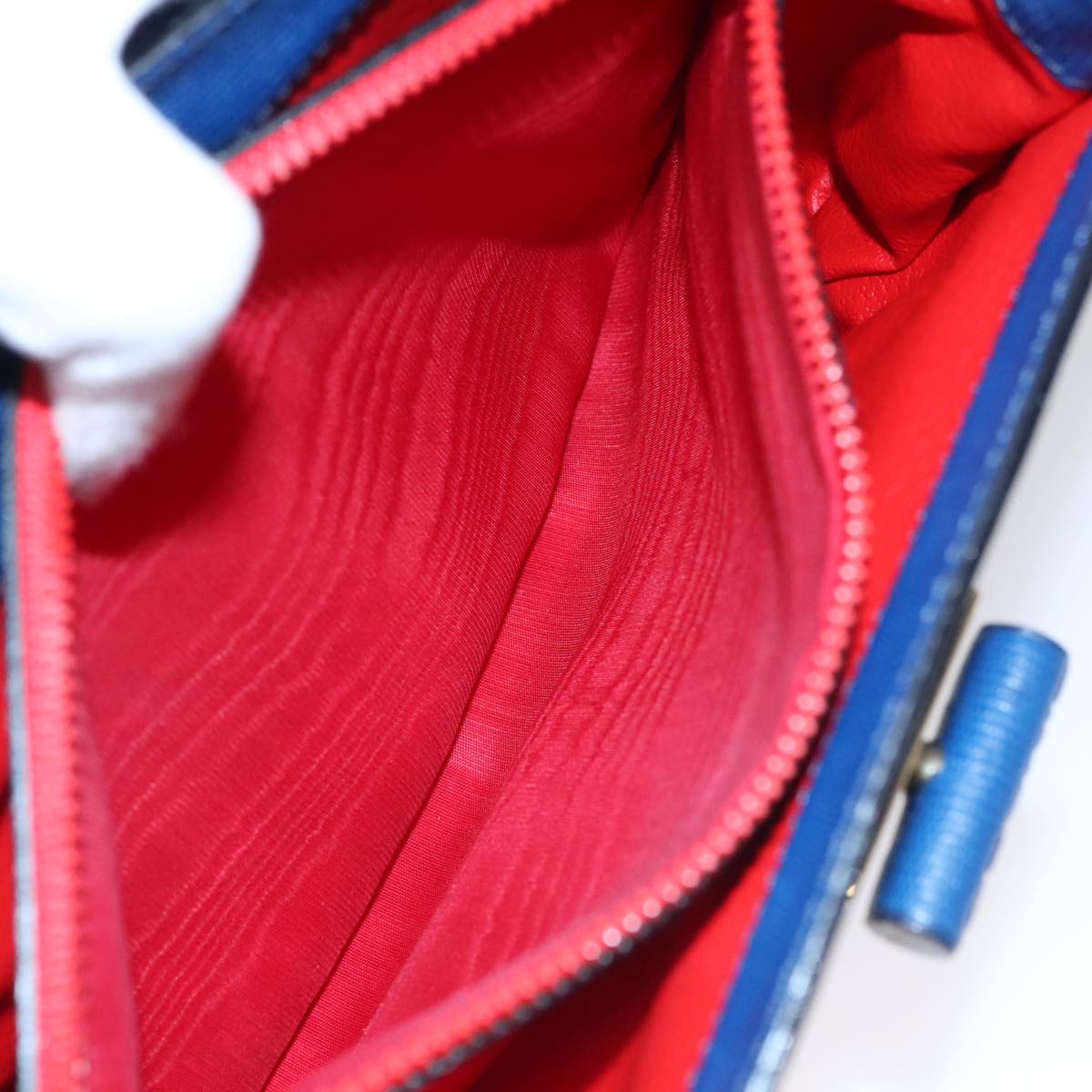 CELINE Hand Bag Leather 2way Blue Gold Auth 108868V