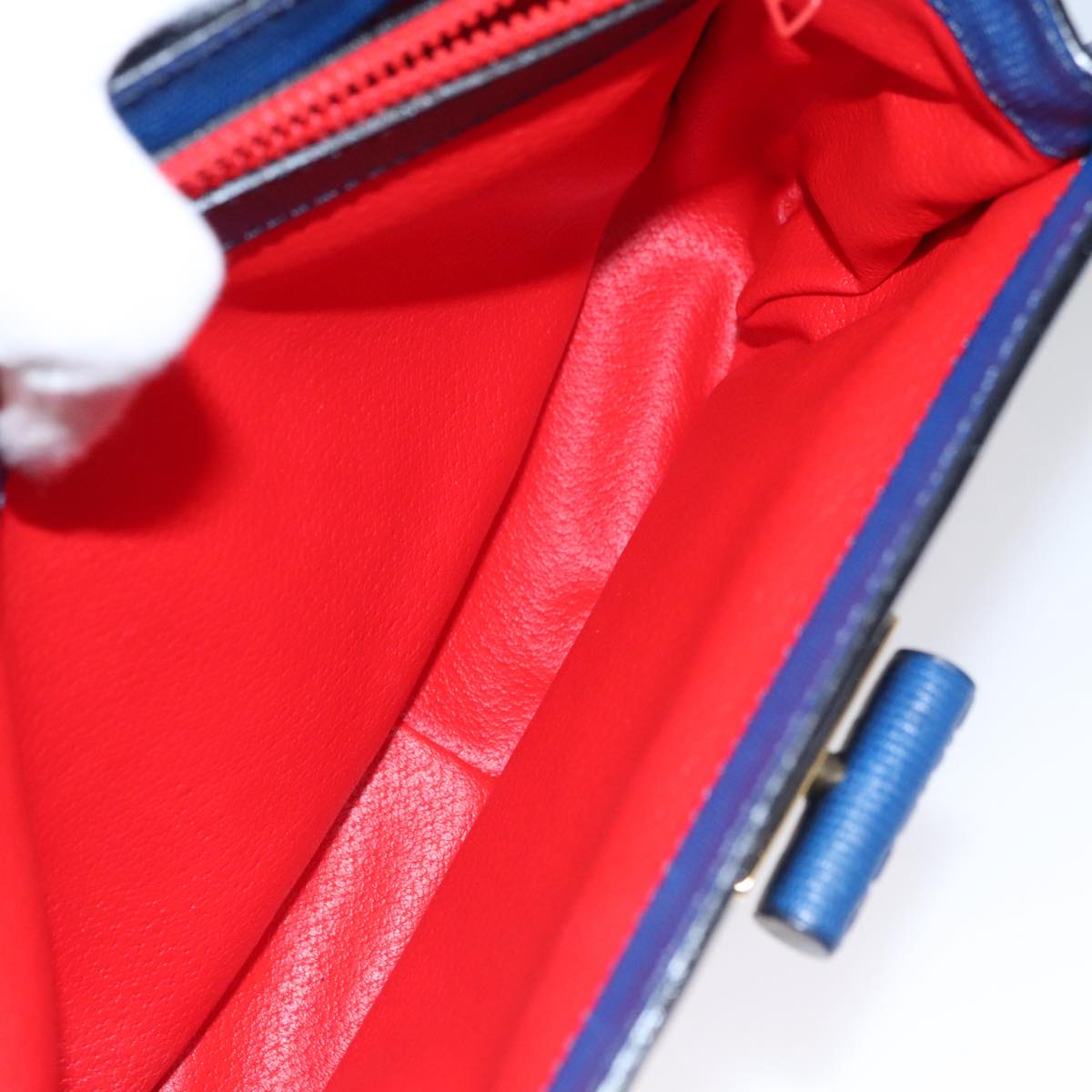 CELINE Hand Bag Leather 2way Blue Gold Auth 108868V