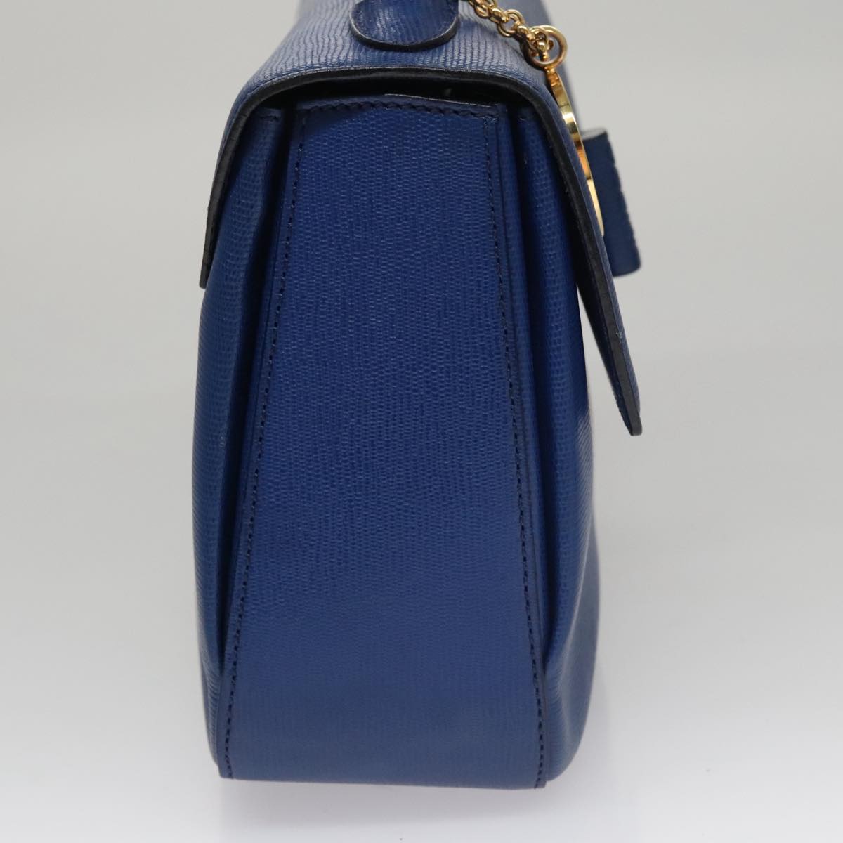 CELINE Hand Bag Leather 2way Blue Gold Auth 108868V