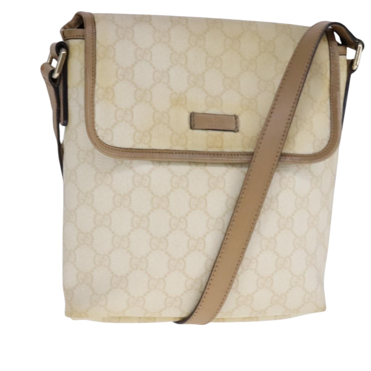 GUCCI GG Supreme Shoulder Bag PVC Beige Gold 223666 Auth 108900