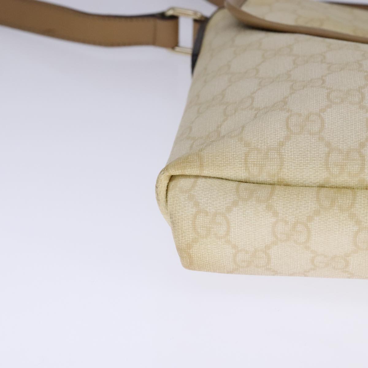 GUCCI GG Supreme Shoulder Bag PVC Beige Gold 223666 Auth 108900