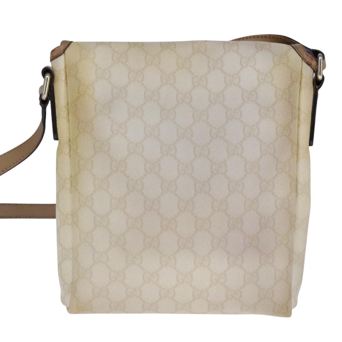 GUCCI GG Supreme Shoulder Bag PVC Beige Gold 223666 Auth 108900