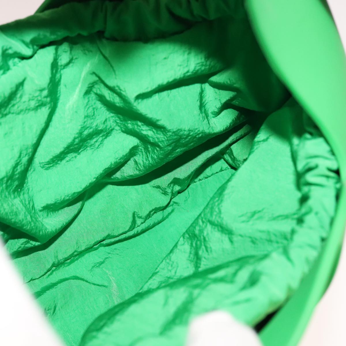 BOTTEGA VENETA Triangle Punch Shoulder Bag Rubber Green Auth 108918V