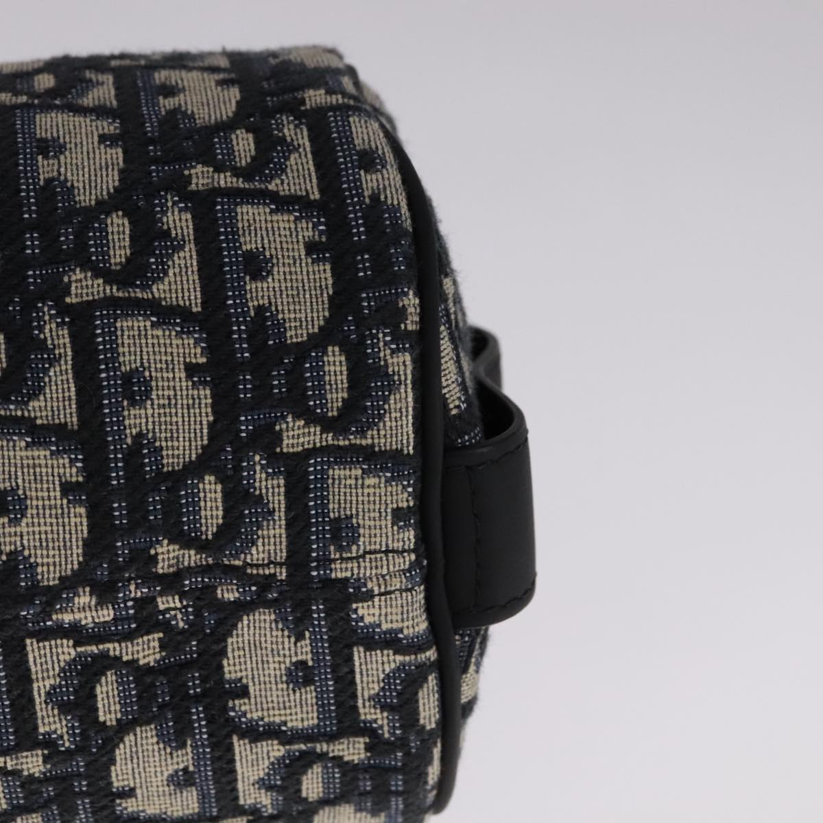 Christian Dior Trotter Canvas Oblique Rabbit Shoulder Bag Navy Auth 108919SM