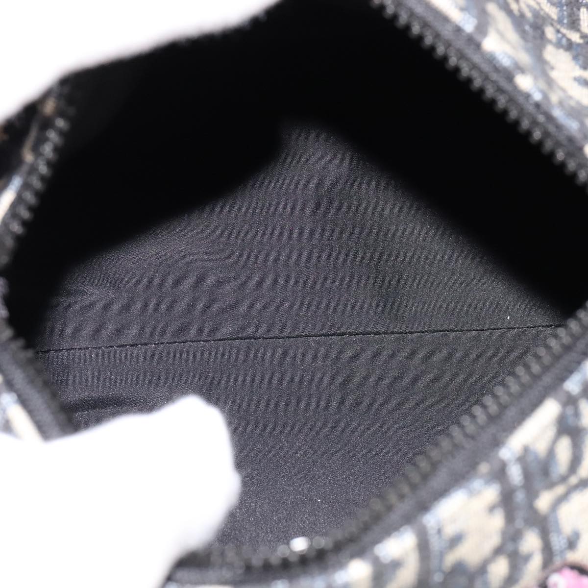 Christian Dior Trotter Canvas Oblique Rabbit Shoulder Bag Navy Auth 108919SM
