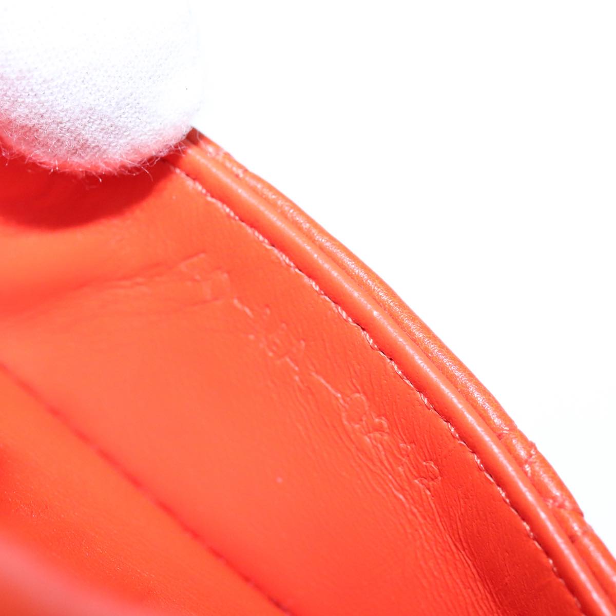 Christian Dior Caro Micro Chain Canage Shoulder Bag Leather Orange Auth 108920AM