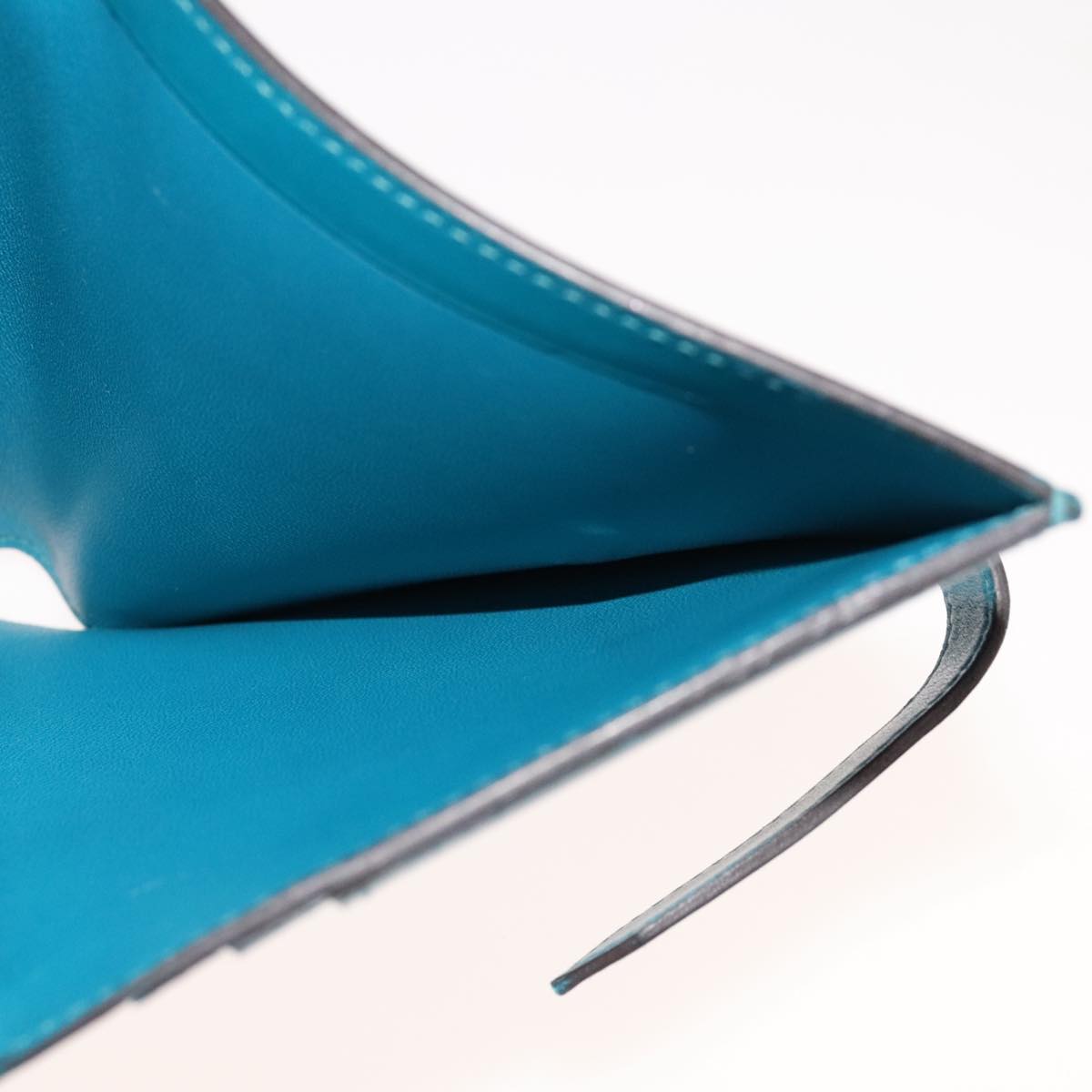 HERMES Bearn Compact Wallet Leather Blue Auth 108926