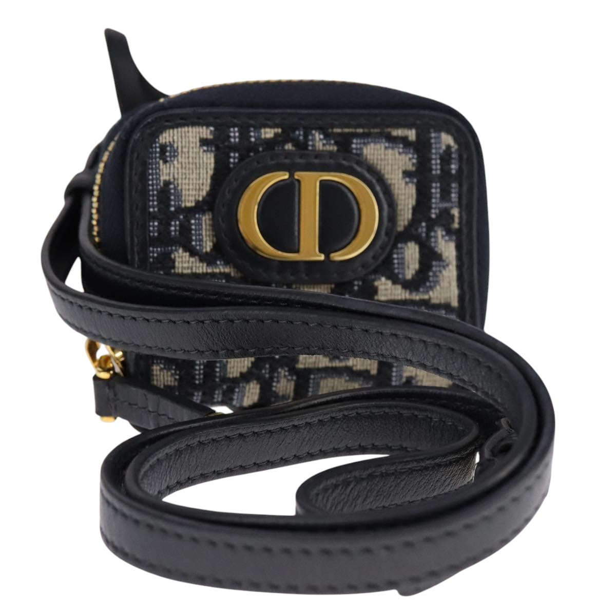 Christian Dior Neck Strap Phone Folder Trotter Canvas Navy Auth 108927