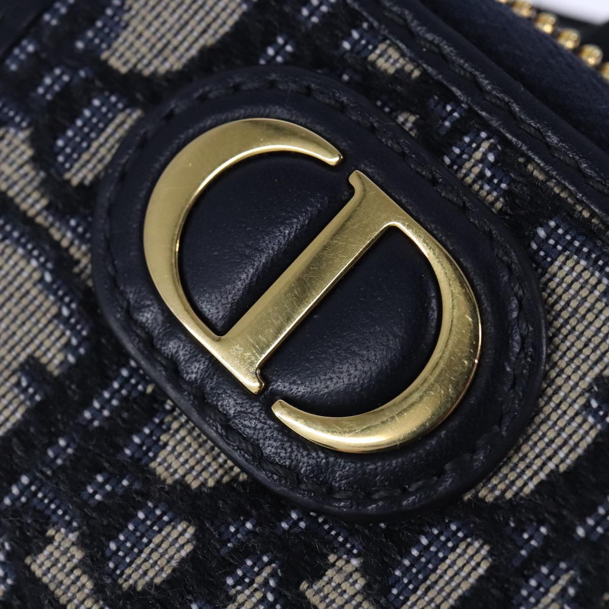 Christian Dior Neck Strap Phone Folder Trotter Canvas Navy Auth 108927