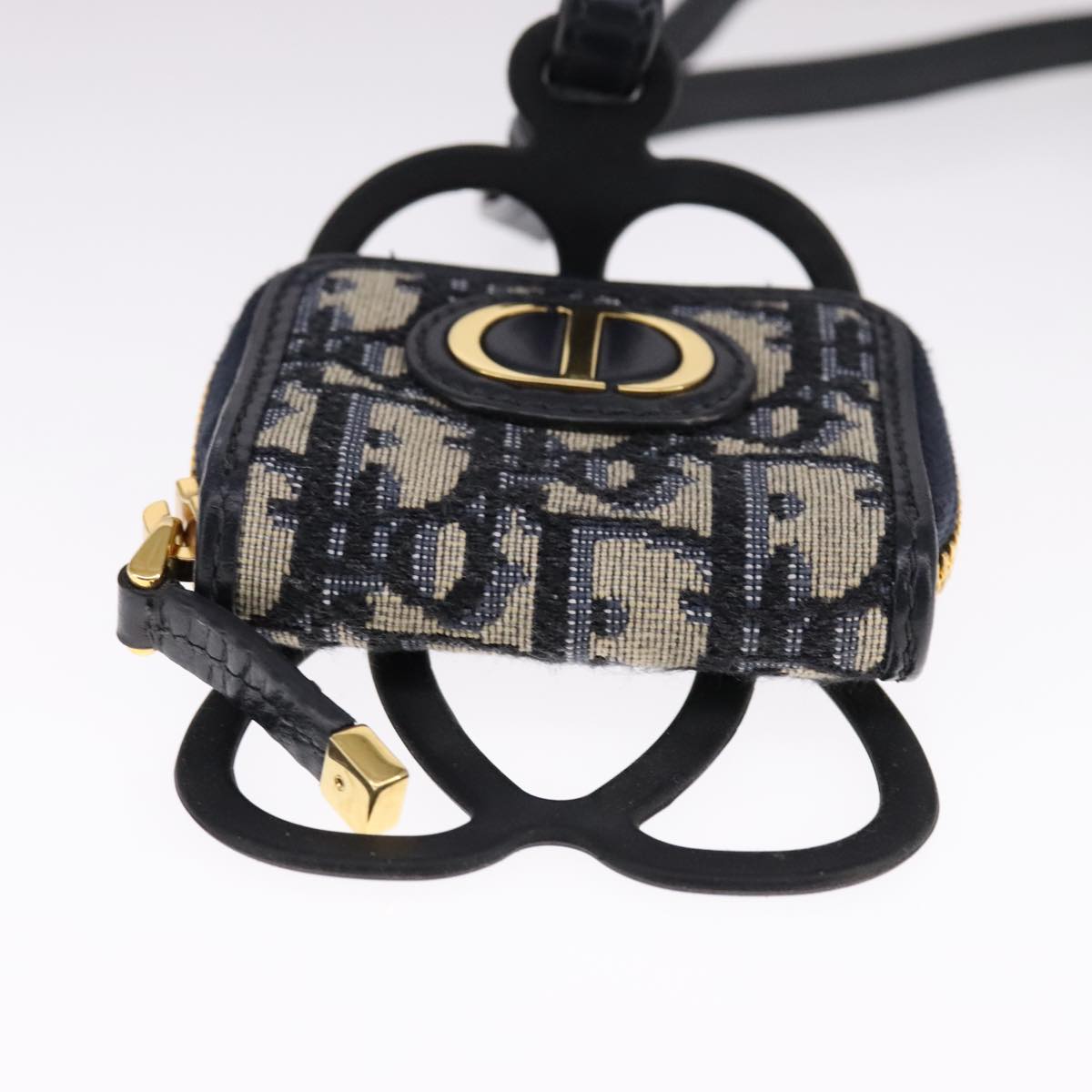 Christian Dior Neck Strap Phone Folder Trotter Canvas Navy Auth 108927