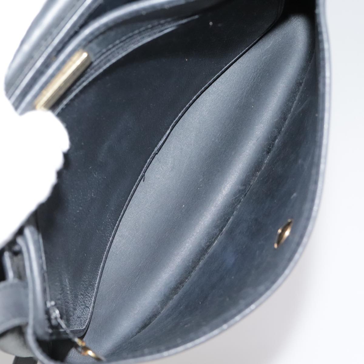 Christian Dior Honeycomb Canvas Shoulder Bag PVC Leather Black Gold Auth 109067