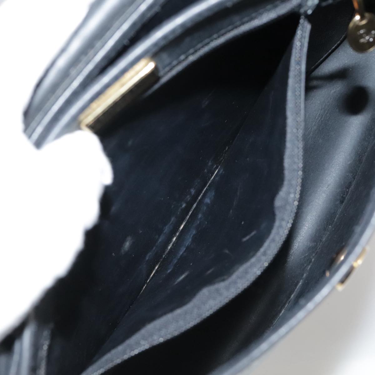 Christian Dior Honeycomb Canvas Shoulder Bag PVC Leather Black Gold Auth 109067