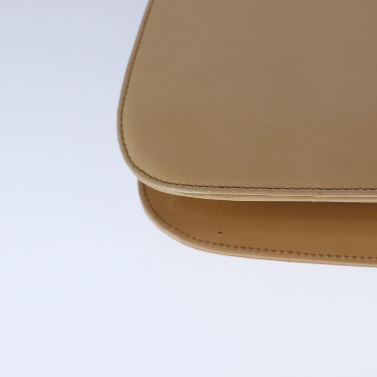 PRADA Shoulder Bag Leather Beige Silver Auth 109082